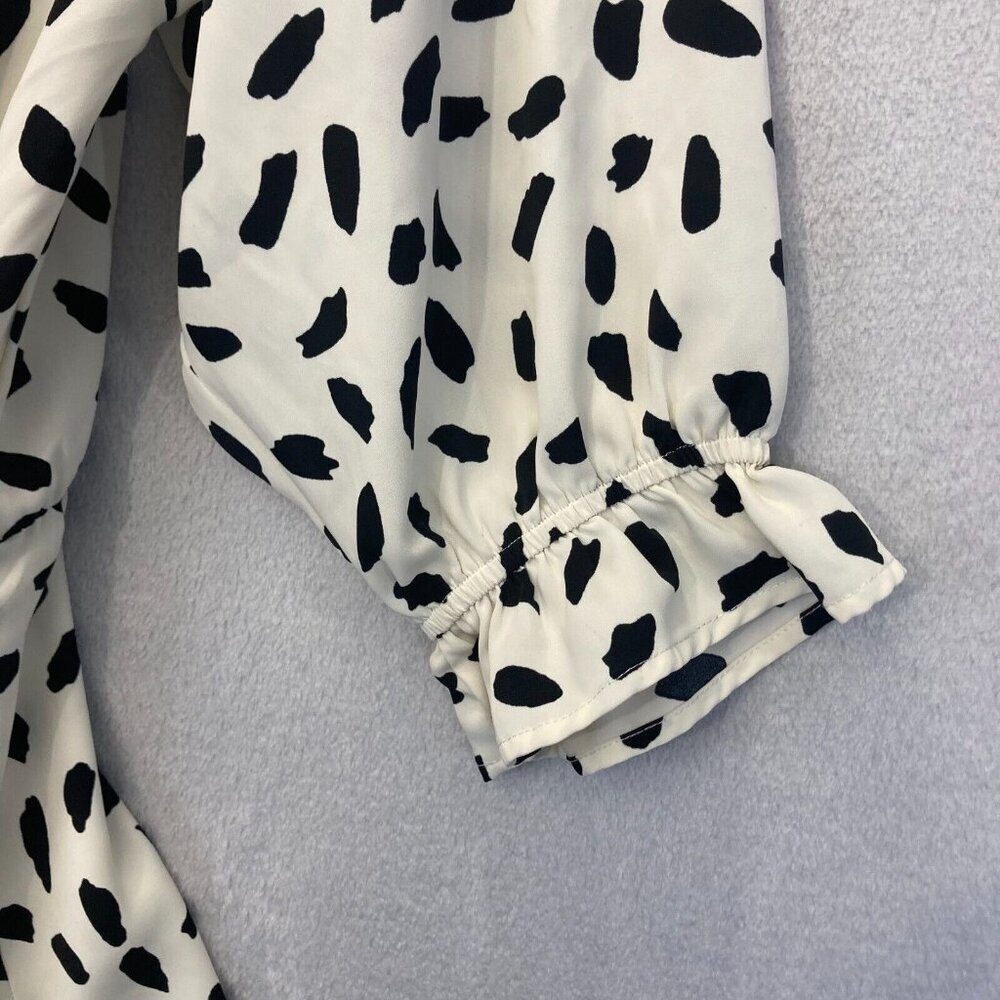 Umgee Dalmatian Tiered Ruffle Dress Size Large White Polka Dot 3/4 Sleeve Spring - Picture 9 of 13